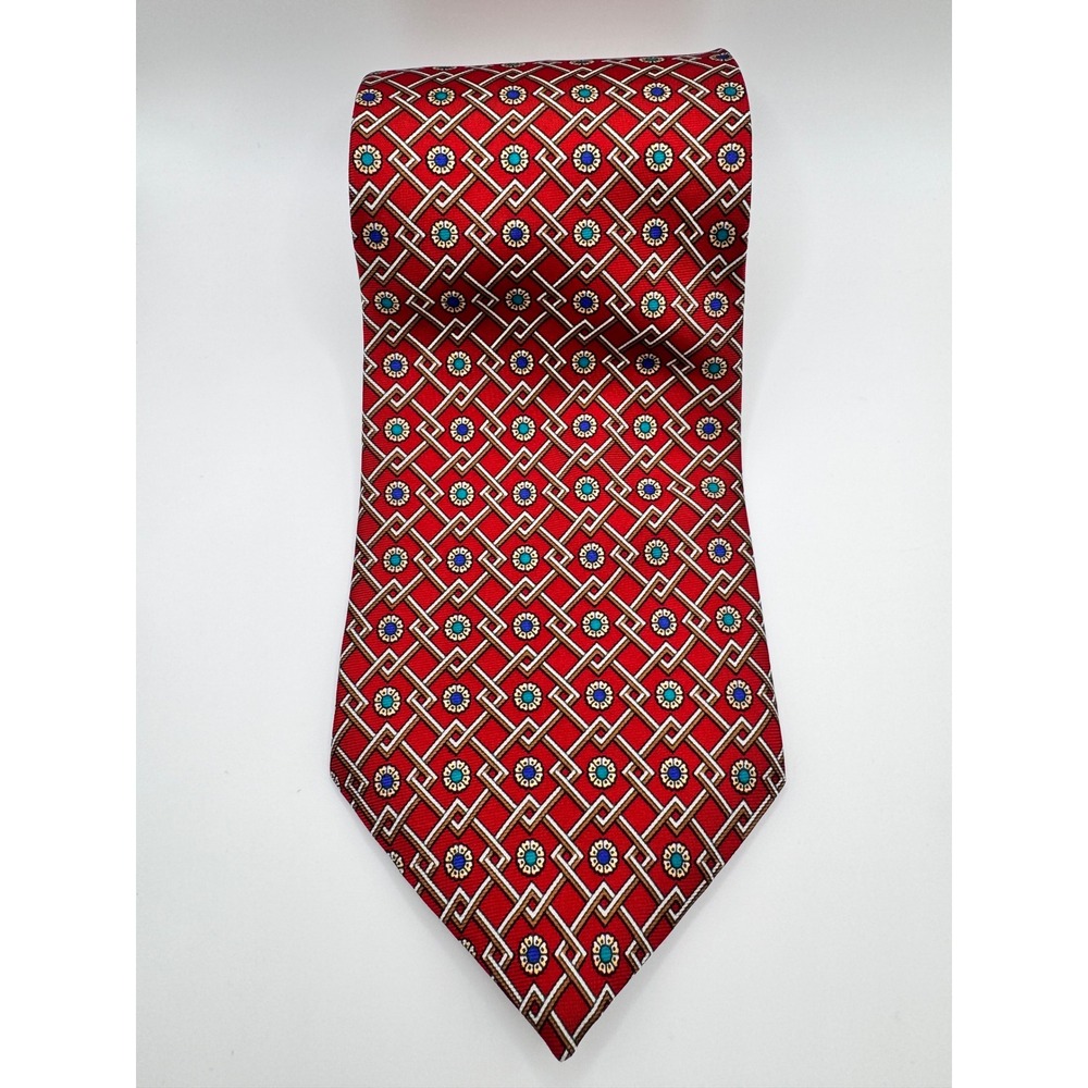 Spencer Lowe Red‎ Geometric Silk Necktie Mens Business Formal Career
